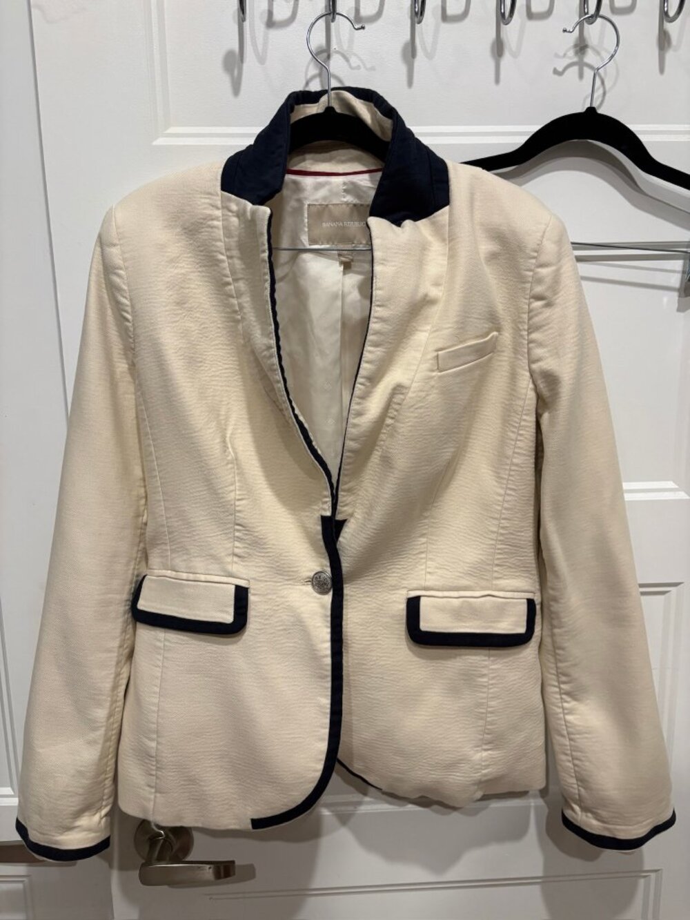 Banana Republic Contrast Trim Piqué Blazer size 10